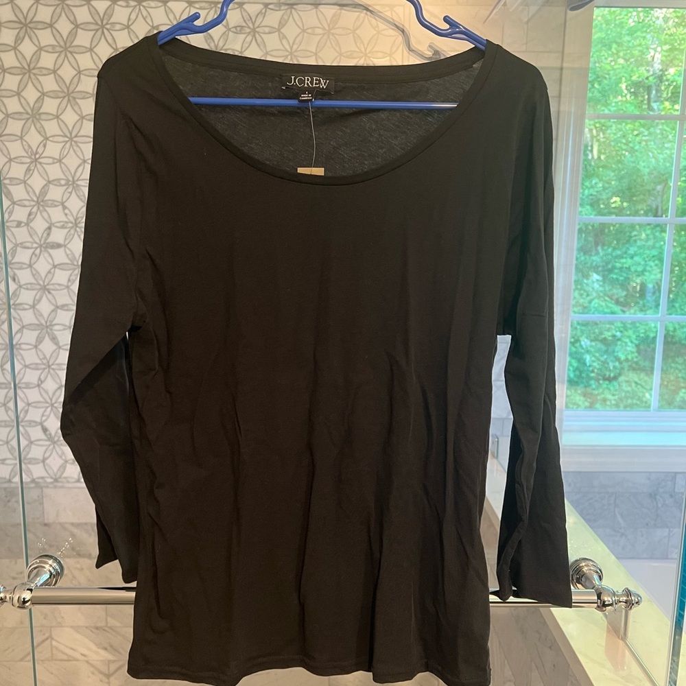 J. Crew Women's Elegant Black Long Sleeve Tee